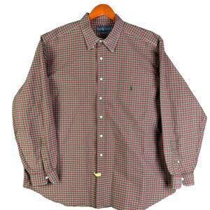 Ralph Lauren Classic Fit Check Shirt Plaid Striped L/S Shirt‎ Red Green Mens 2XB